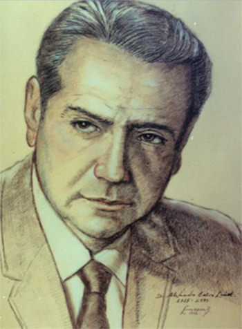 Foto 10. Dr. Alejandro Calvo Lairet. Director de Hospital (1959-1967) Retrato realizado por el Dr. Leopoldo Moreno Brandt. (Pastel sobre papel 1999)