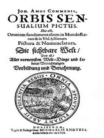 Orbis pictus (1658), primer libro ilustrado para niños. Autor J. A. Comenius