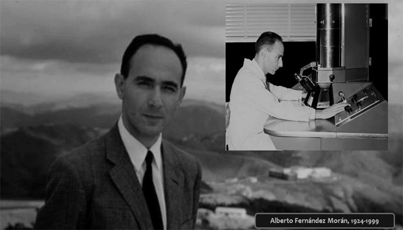 Dr. Humberto Fernández Morán, fundador en del Instituto Venezolano de Neurología e Investigaciones Cerebrales (IVNIC) en 1954. Recibió en 1967 el premio John Scott, por su invento, el bisturí de diamante, contribuyendo además al desarrollo del microscopio electrónico.