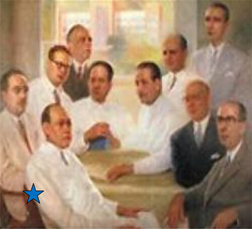 Fig 3. Fundadores Centro Médico de Caracas (Gutiérrez Alfaro señalado con una estrella)