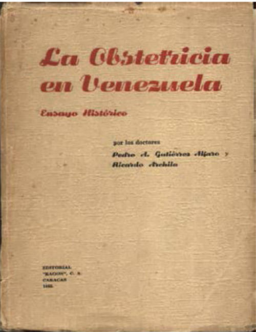 XXFig 4, Caratula del libro Historia de la Obstetricia enVenezuela. Reseña histórica