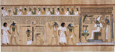 Fig 5. Juicio del fallecido ante Osiris.