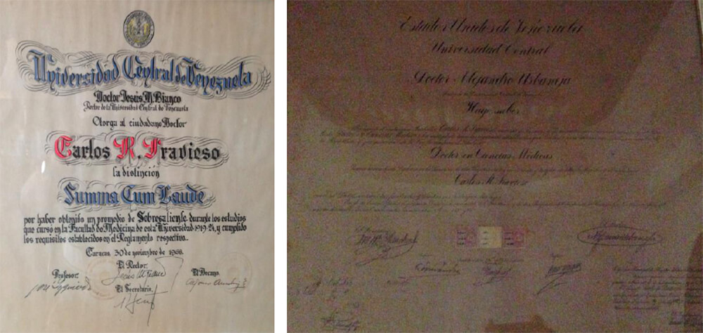 Figura 6. Carlos R. Travieso: Diploma Summa Cum Laude y título de Doctor en Ciencias Médicas (1924).