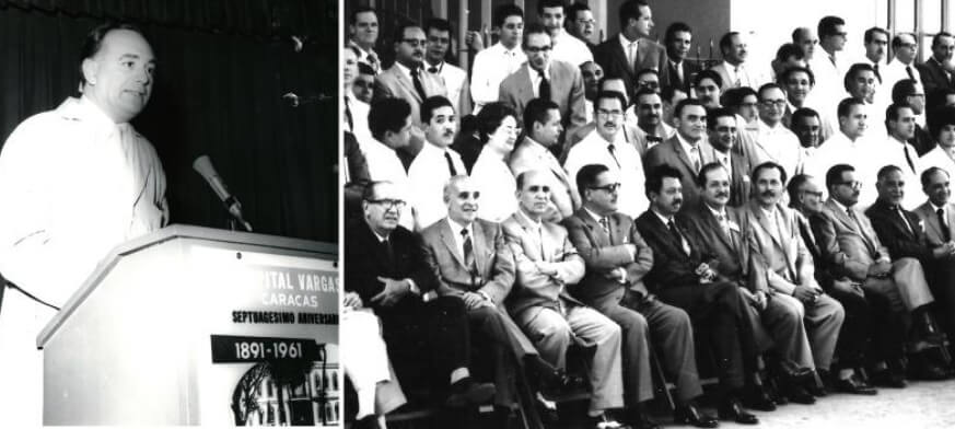 Figure 14. Celebrating the seventieth anniversary of the Vargas Hospital and formal announcement of the approval for the creation of JMVSM by the Central University Council in 1961.