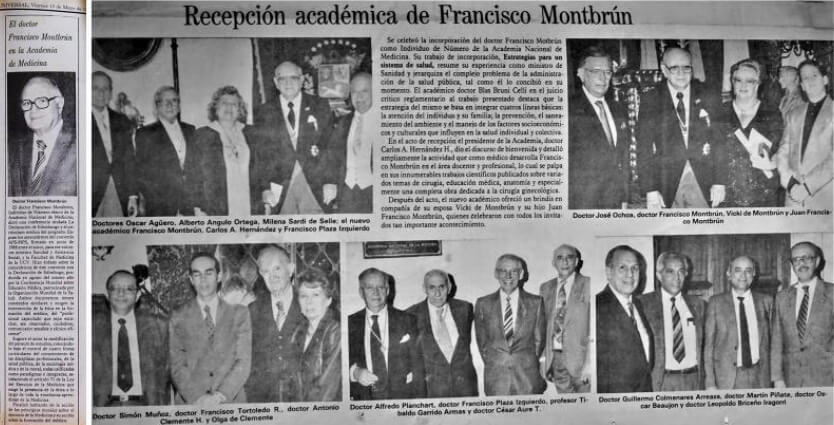 Figure 19. Press releases on FMR´s reception to the National Academy of Medicine. El Universal 24 July 1995.