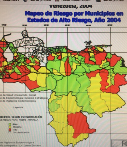 Figura 20. Mapeo de riesgo de Fiebre Amarilla 2004.