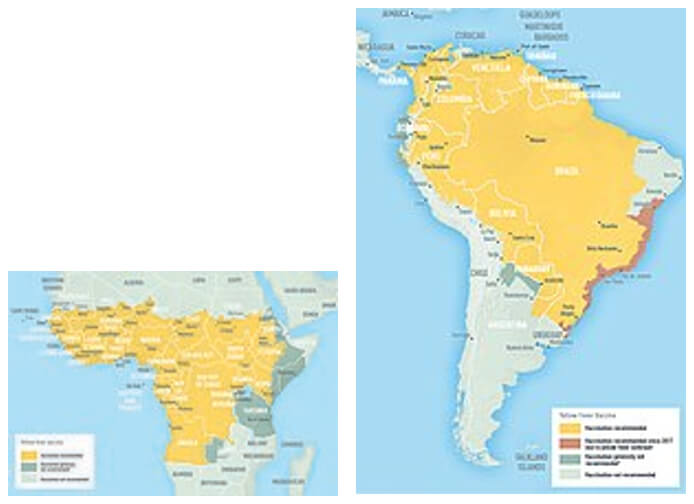 Figura 4. Zonas endémicas en África y América.