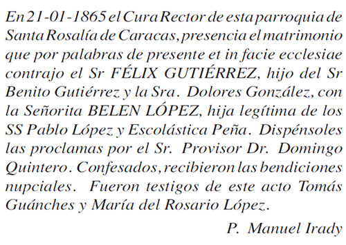 PARTIDA DE MATRIMONIO DE LOS GUTIÉRREZ LÓPEZ