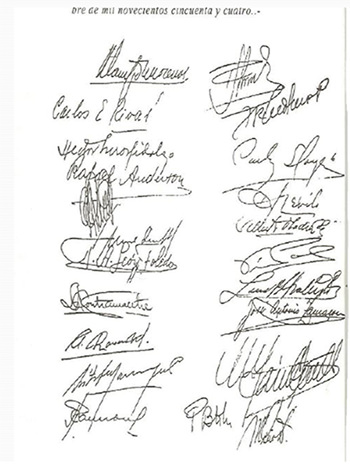 FIRMANTES DEL ACTA CONSTITUTIVA DE LA SVA, Diciembre 1954