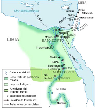 Fig 1. Ubicación geográfica del Antiguo Egipto