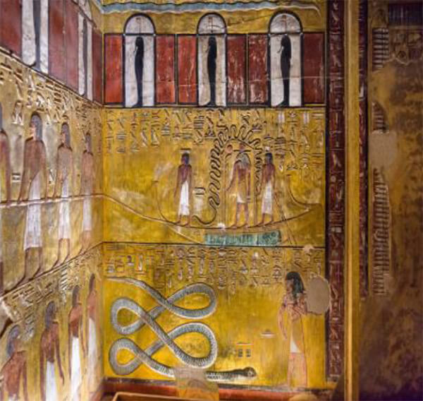 Fig. 16. Serpientes cortadas y grabados de serpientes Tumba de Seti I.