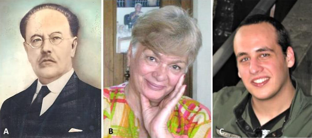 Figure 5. A) Domingo Montbrun Betancourt. B) Gloria Montbrun. C) Juan Francisco Montbrun.