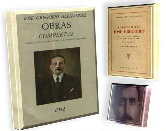 Figura 3. Carátula del libro "José Gregorio Henández" OBRAS completas. Autor Dr. Fermín Vélez Boza. Foto falsa del beato José Gregorio modificada (Alfredo González)(12)