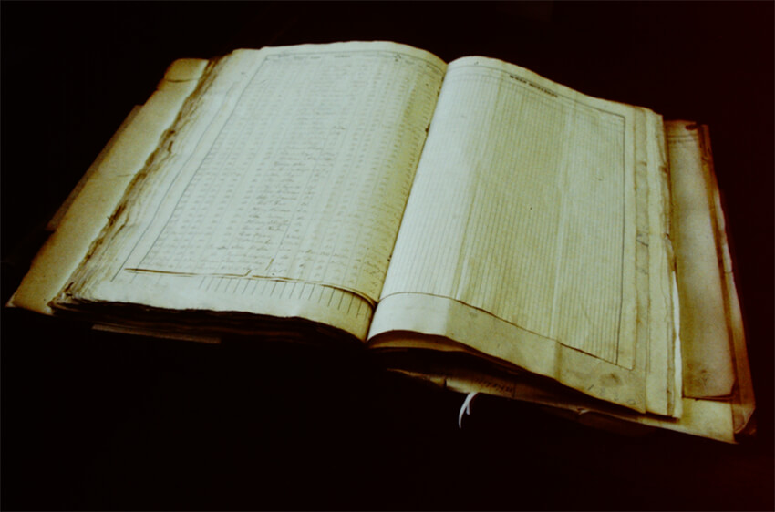 Figura 16. Contenido del Libro de Censo (Muster Roll) de la goleta USS Grampus (1821-1840). National Archives, Washington, DC, 1984.