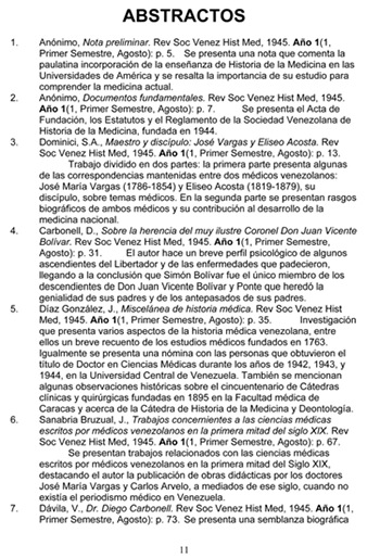 Figura 13. Abstractos del Índice de la Revista de la SVHM, Edición de 2004.