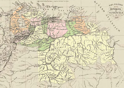 Figura 1. Venezuela. Mapa político 1840, con diez provincias.
